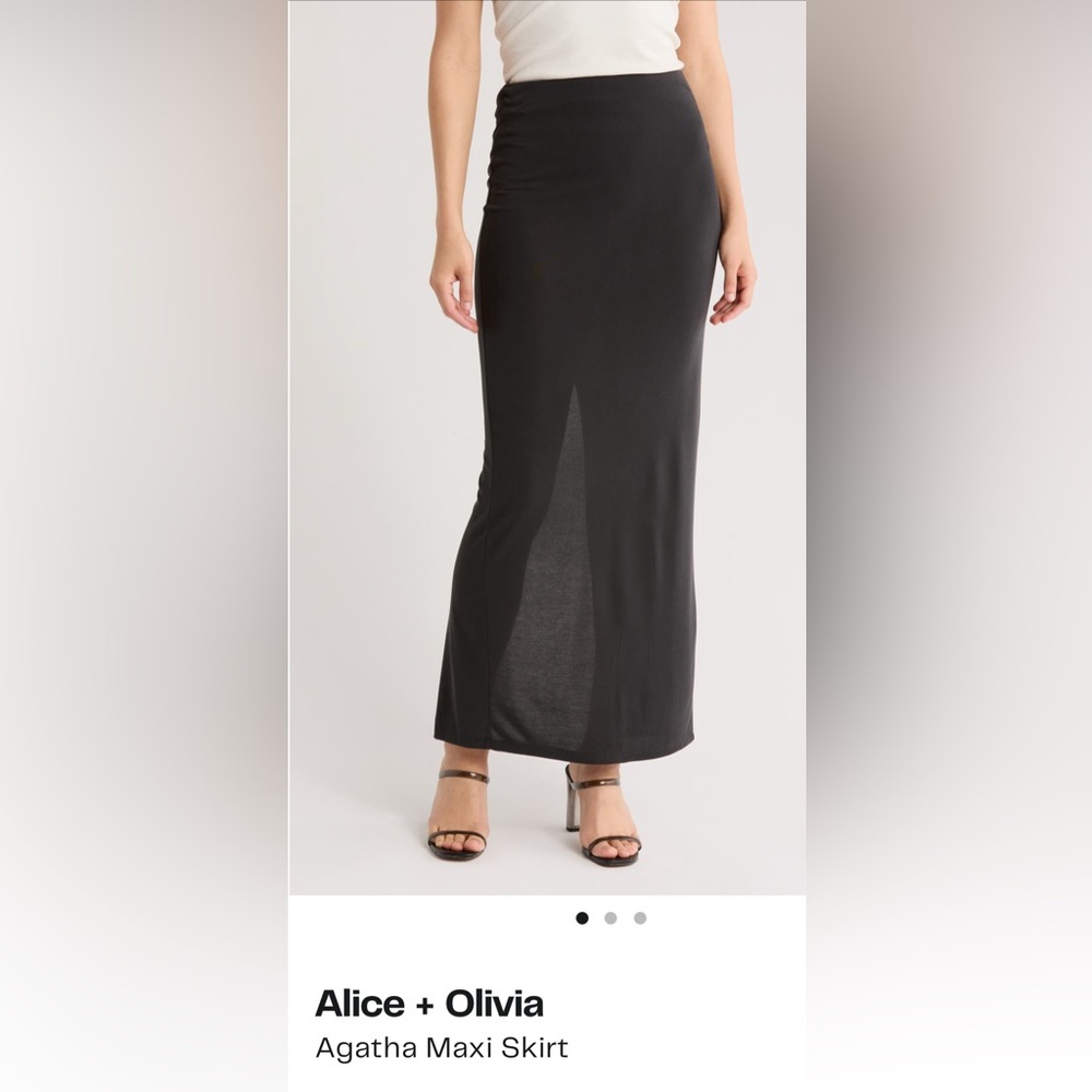 Alice + Olivia Black Pencil Maxi Skirt with Slit